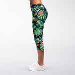 Hawaiian Tropical Leaves Pattern Print Women's Capri Leggings