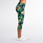 Hawaiian Tropical Leaves Pattern Print Women's Capri Leggings