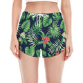 Hawaiian Tropical Leaves Pattern Print Women's Split Running Shorts