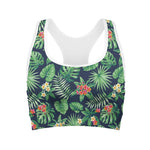 Hawaiian Tropical Leaves Pattern Print Women's Sports Bra