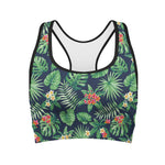 Hawaiian Tropical Leaves Pattern Print Women's Sports Bra