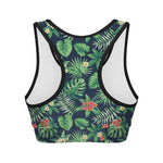 Hawaiian Tropical Leaves Pattern Print Women's Sports Bra
