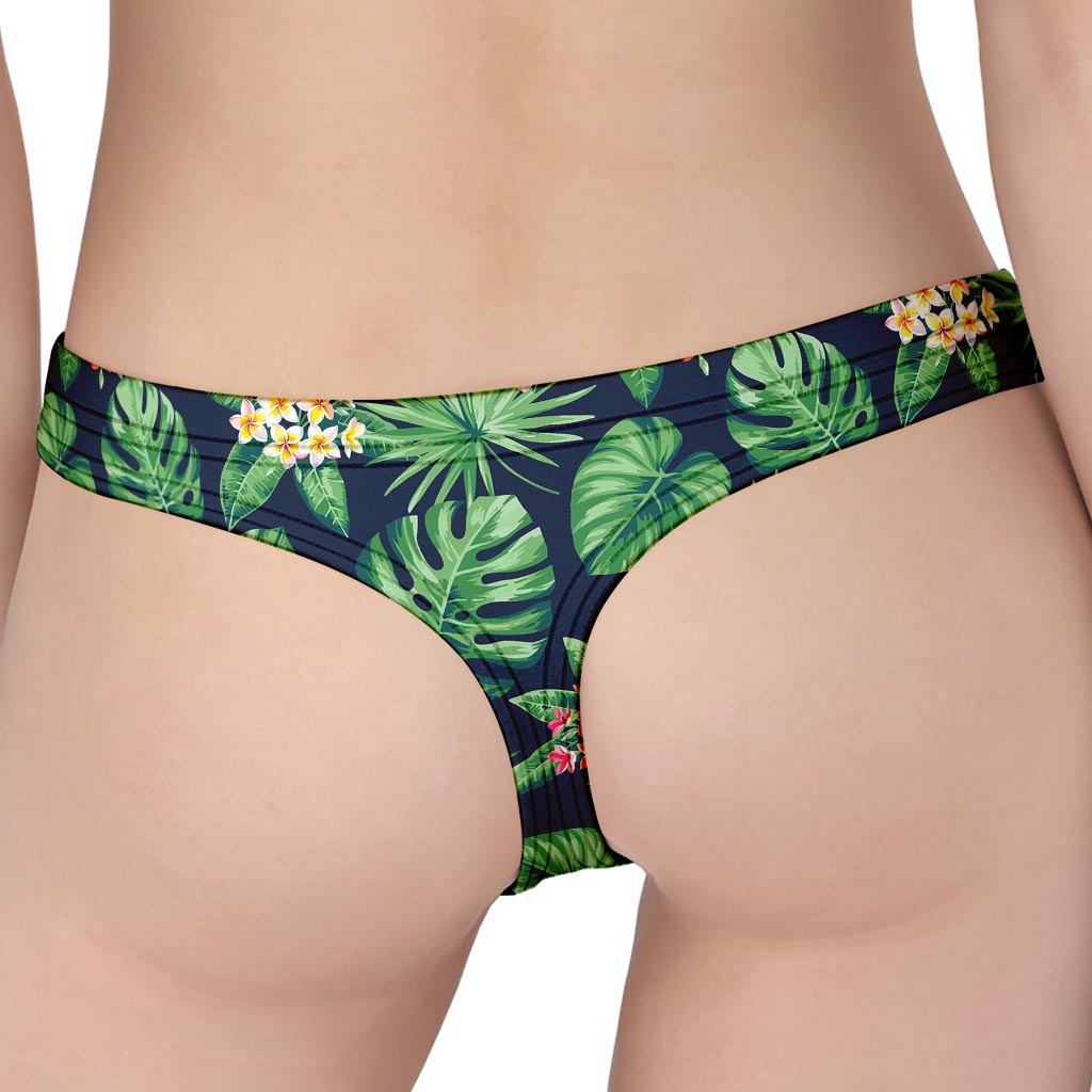 Hawaiian Tropical Leaves Pattern Print Women's Thong