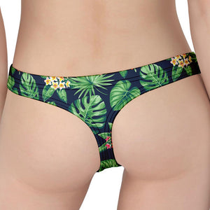 Hawaiian Tropical Leaves Pattern Print Women's Thong