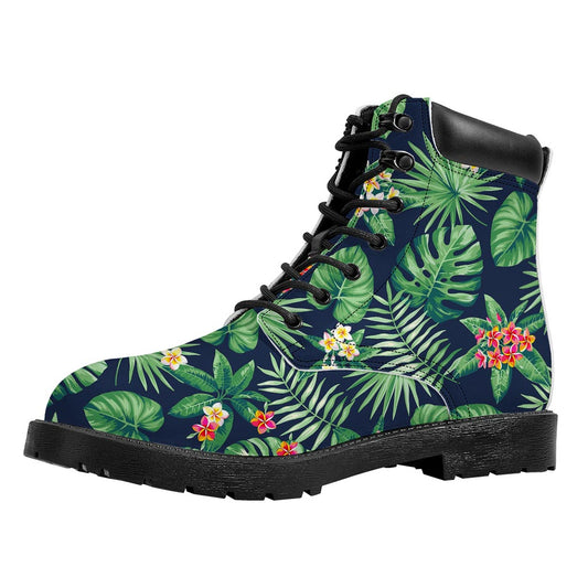 Hawaiian Tropical Leaves Pattern Print Work Boots