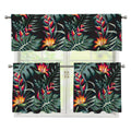 Hawaiian Tropical Plants Pattern Print 3 Piece Kitchen Curtains