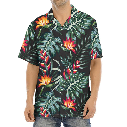 Hawaiian Tropical Plants Pattern Print Aloha Shirt