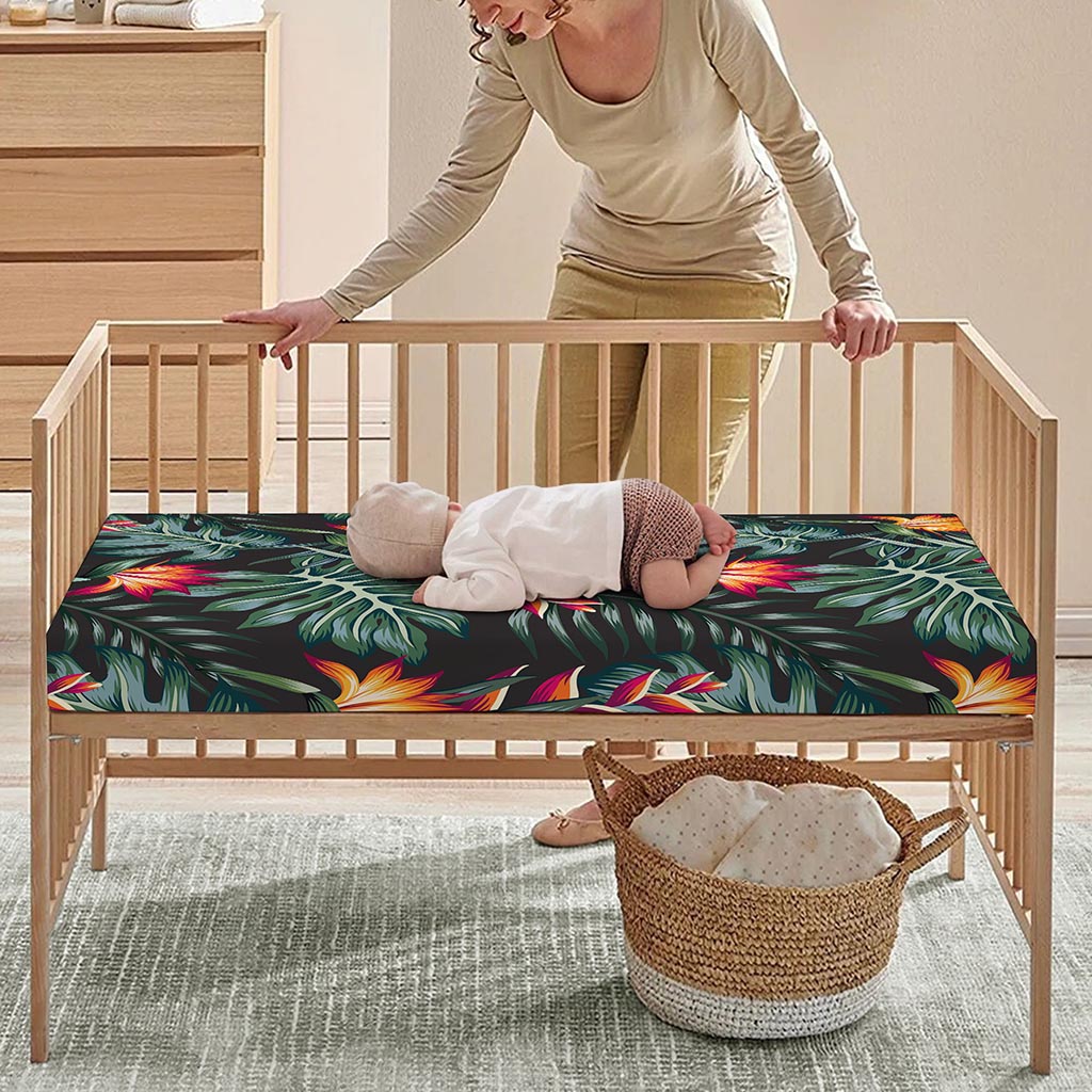 Hawaiian Tropical Plants Pattern Print Baby Crib Sheet