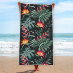 Hawaiian Tropical Plants Pattern Print Beach Towel