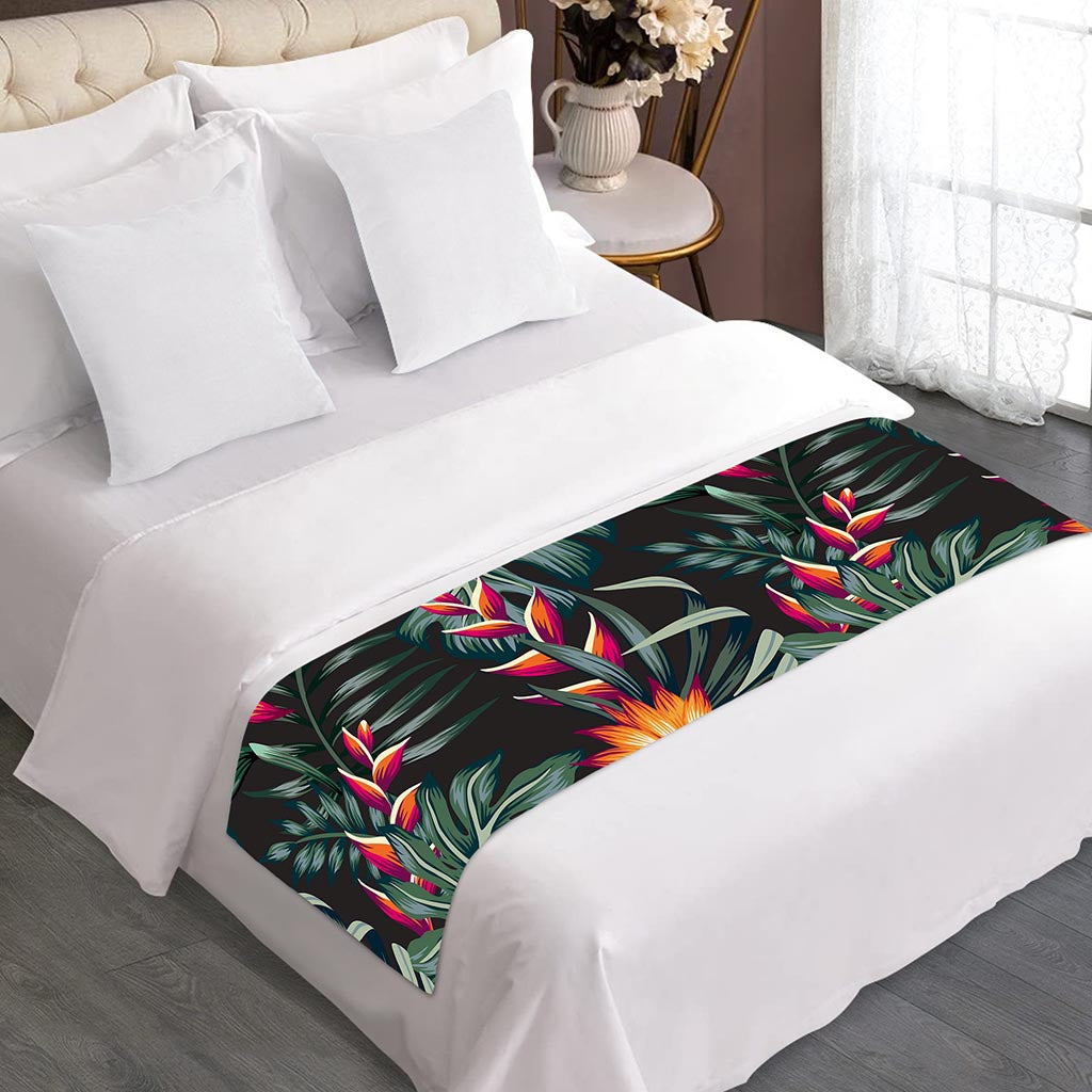 Hawaiian Tropical Plants Pattern Print Bed Runner