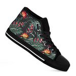 Hawaiian Tropical Plants Pattern Print Black High Top Sneakers
