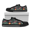 Hawaiian Tropical Plants Pattern Print Black Low Top Sneakers