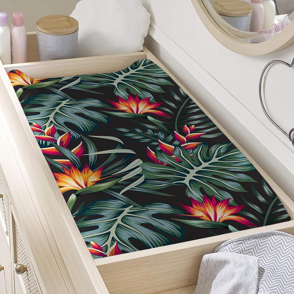 Hawaiian Tropical Plants Pattern Print Changing Pad Cover