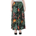 Hawaiian Tropical Plants Pattern Print Chiffon Maxi Skirt
