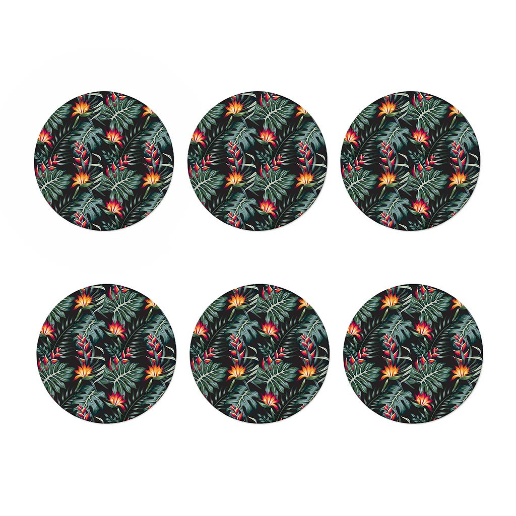 Hawaiian Tropical Plants Pattern Print Coaster Set