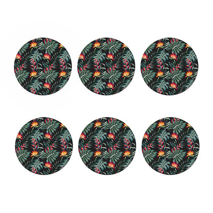 Hawaiian Tropical Plants Pattern Print Coaster Set