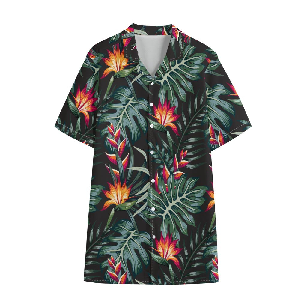 Hawaiian Tropical Plants Pattern Print Cotton Hawaiian Shirt