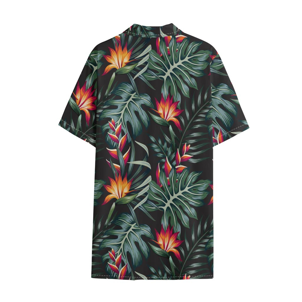 Hawaiian Tropical Plants Pattern Print Cotton Hawaiian Shirt