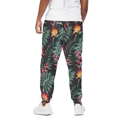Hawaiian Tropical Plants Pattern Print Cotton Pants