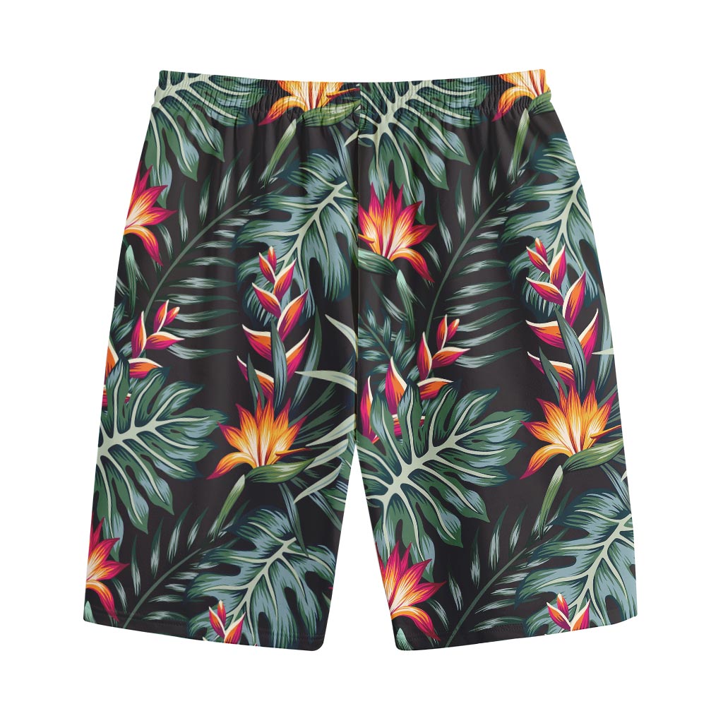 Hawaiian Tropical Plants Pattern Print Cotton Shorts