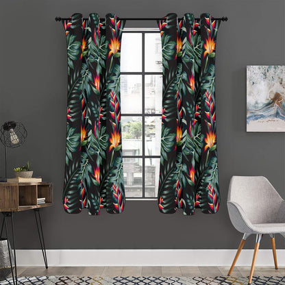 Hawaiian Tropical Plants Pattern Print Curtain