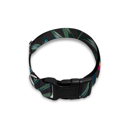 Hawaiian Tropical Plants Pattern Print Dog Collar