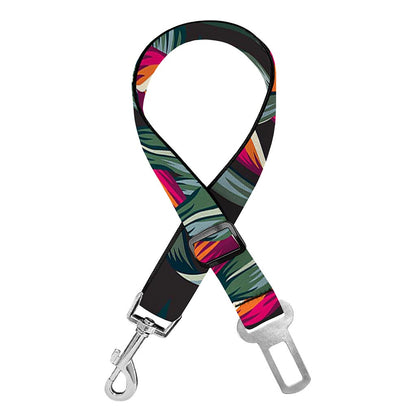 Hawaiian Tropical Plants Pattern Print Dog Seat Belt