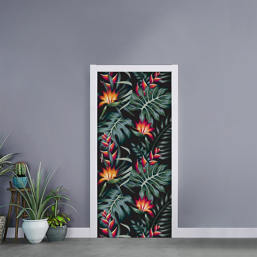 Hawaiian Tropical Plants Pattern Print Door Sticker