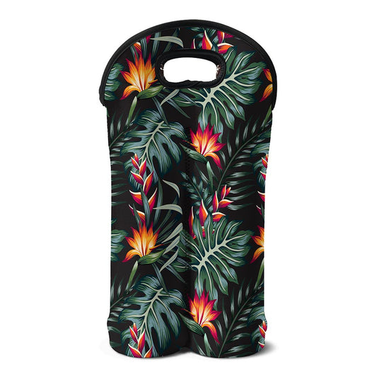 Hawaiian Tropical Plants Pattern Print Double Neoprene Wine Tote
