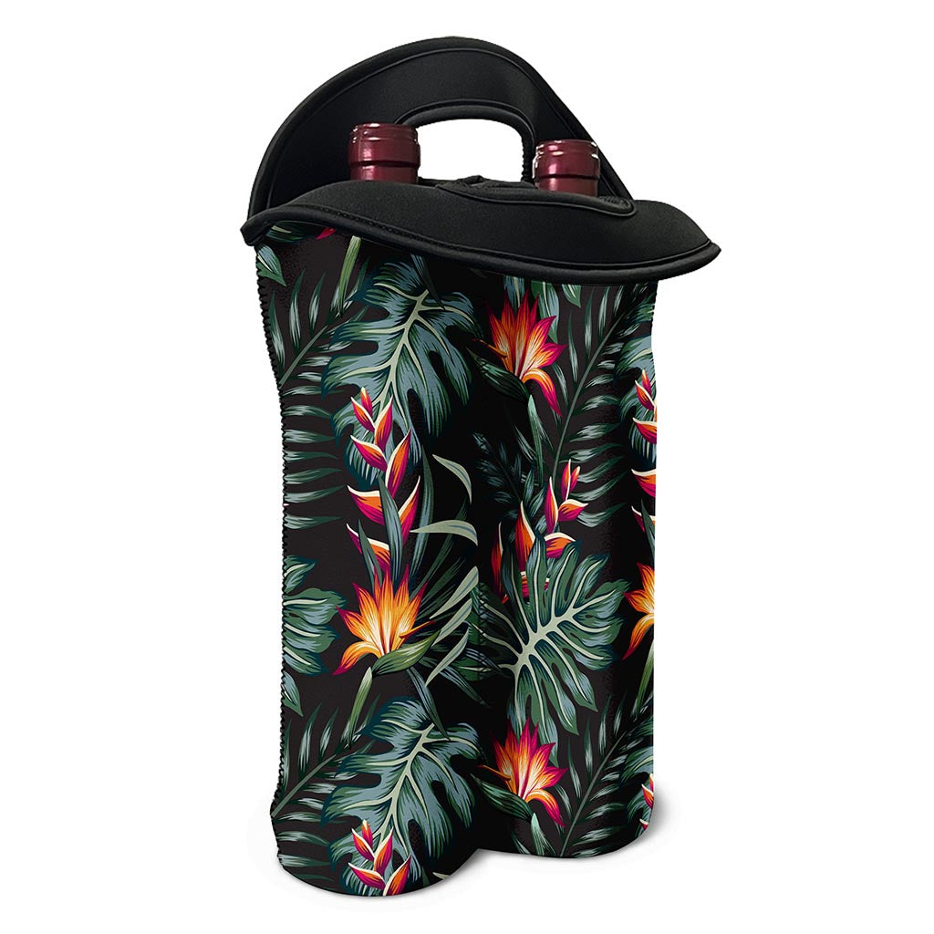 Hawaiian Tropical Plants Pattern Print Double Neoprene Wine Tote