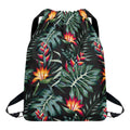 Hawaiian Tropical Plants Pattern Print Drawstring Backpack