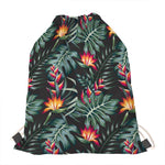Hawaiian Tropical Plants Pattern Print Drawstring Bag