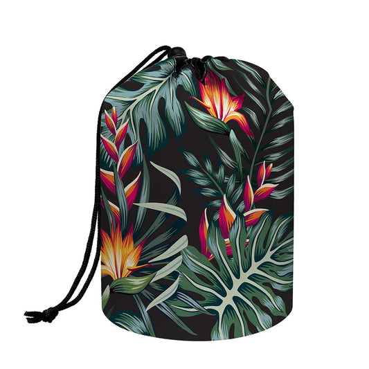 Hawaiian Tropical Plants Pattern Print Drawstring Makeup Bag