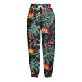 Hawaiian Tropical Plants Pattern Print Fleece Lined Knit Pants