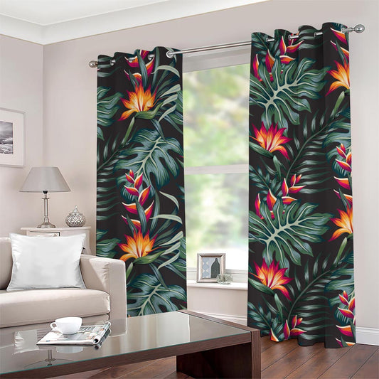 Hawaiian Tropical Plants Pattern Print Grommet Curtains