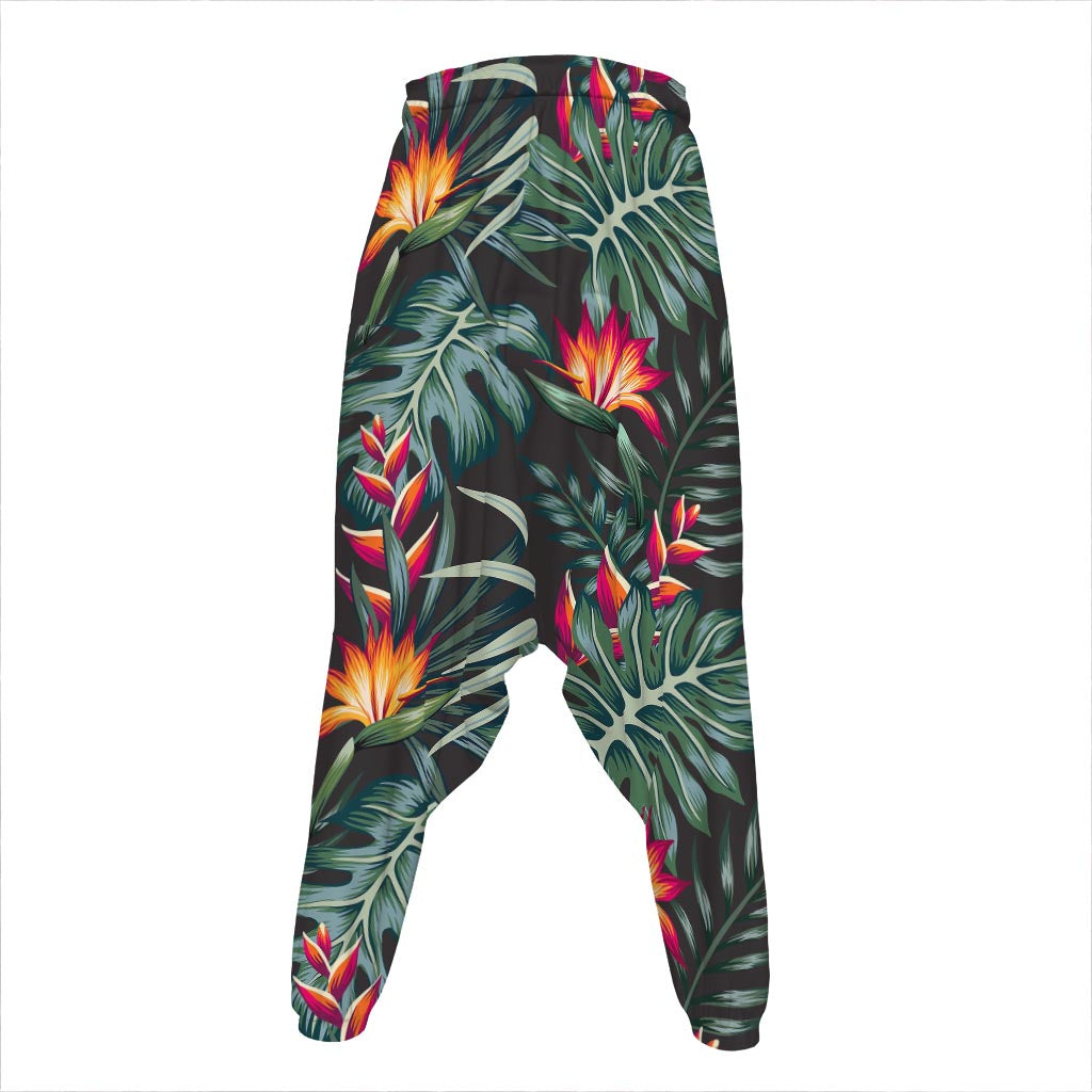 Hawaiian Tropical Plants Pattern Print Hammer Pants