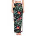 Hawaiian Tropical Plants Pattern Print High Slit Maxi Skirt