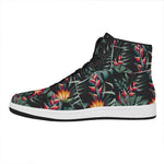 Hawaiian Tropical Plants Pattern Print High Top Leather Sneakers