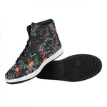 Hawaiian Tropical Plants Pattern Print High Top Leather Sneakers