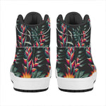 Hawaiian Tropical Plants Pattern Print High Top Leather Sneakers