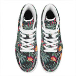 Hawaiian Tropical Plants Pattern Print High Top Leather Sneakers