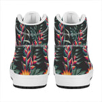Hawaiian Tropical Plants Pattern Print High Top Leather Sneakers