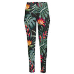 Hawaiian Tropical Plants Pattern Print High-Waisted Pocket Leggings