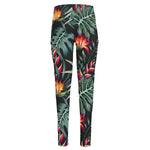 Hawaiian Tropical Plants Pattern Print High-Waisted Pocket Leggings