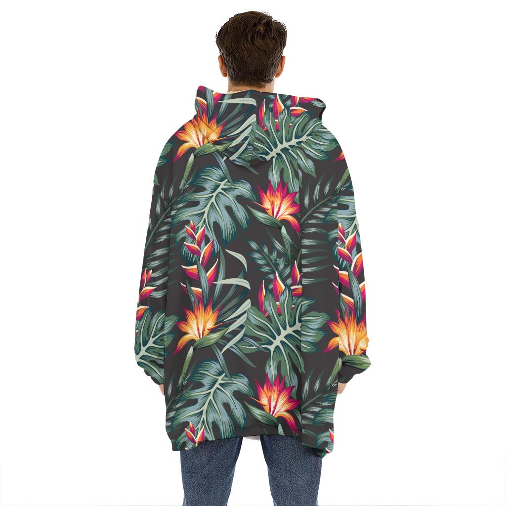 Hawaiian Tropical Plants Pattern Print Hoodie Blanket