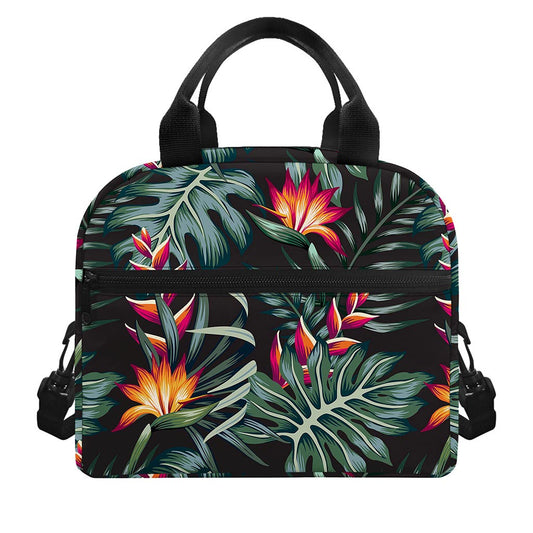 Hawaiian Tropical Plants Pattern Print Insulated Lunch Bag
