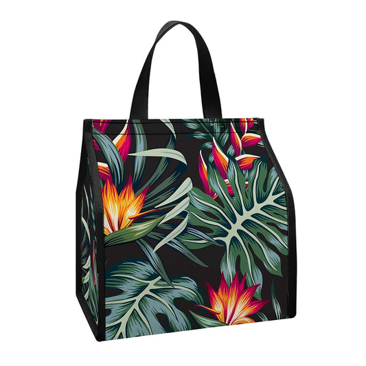 Hawaiian Tropical Plants Pattern Print Insulated Lunch Tote