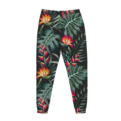 Hawaiian Tropical Plants Pattern Print Jogger Pants