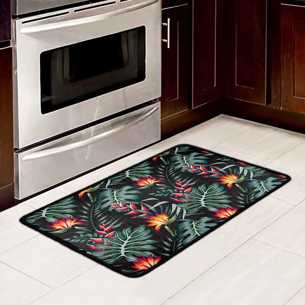 Hawaiian Tropical Plants Pattern Print Kitchen Mat