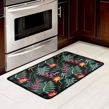 Hawaiian Tropical Plants Pattern Print Kitchen Mat